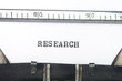 word research typed on old typewriter