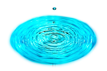 drop of water falls into water