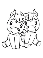 couple couple love love 2 sweet cute sitting comic cartoon pony horses pferdchen kawaii child girl baby foal
