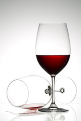 red wine and empty glass