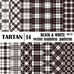 Set tartan seamless pattern in black and white colors