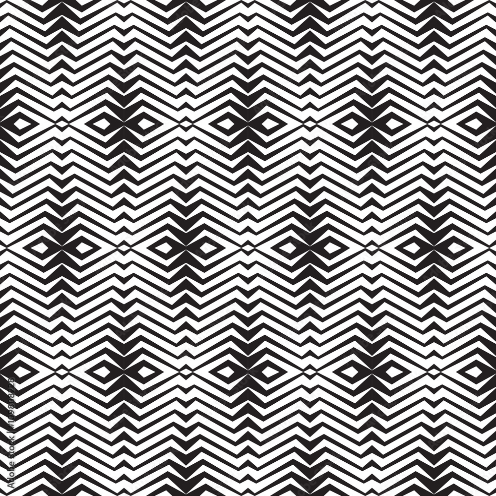 Aufkleber abstract geometric background in black & white colors - seamless vector pattern in graphic illusion 