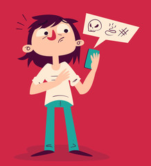 Tense Girl Arguing on the Phone