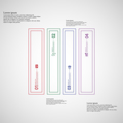 Illustration template with square vertically divided to four color parts from outlines