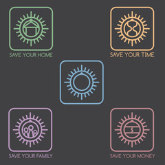 set of simple vector icons on the theme of finance and insurance