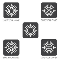 set of simple vector icons on the theme of finance and insurance