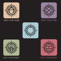 set of simple vector icons on the theme of finance and insurance