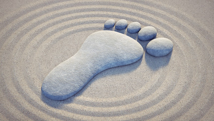 Fototapeta na wymiar Fuss-Symbol im Sand