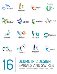 Logo collection, ribbon waves, swirls, spirals