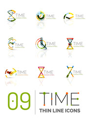 Geometric clock and time icon set