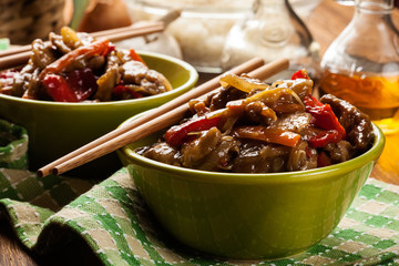 Chinese sticky pork sirloin roasted with a sweet and savory sauc