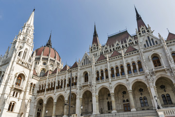 Fototapeta na wymiar Parliament building facade in Budapest, Hungary.