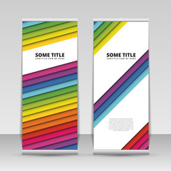 Naklejka premium Colorful roll up banner with stripes. Vector