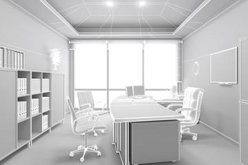 3D Interior rendering of an office