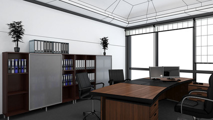 3D Interior rendering of an office