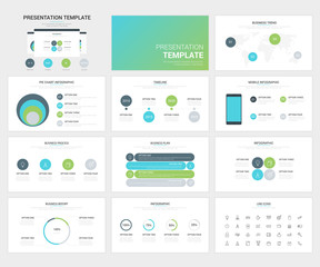 Vector set of presentation template and icons for modern busines