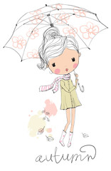 Girl with an umbrella. Autumn