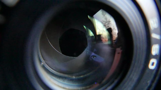 Diaphragm camera shutter blade. 4K UHD.