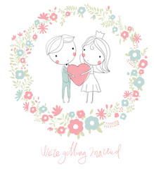 Wedding card. Bride and groom
