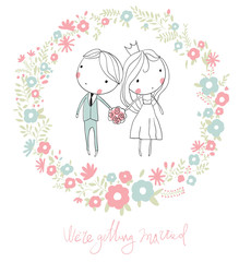 Wedding card. Bride and groom