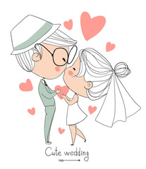 Wedding card. Bride and groom