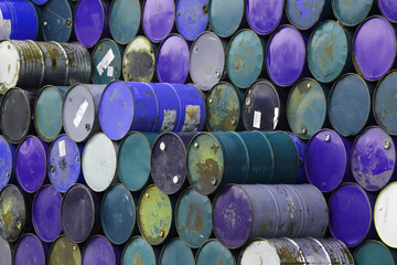 stack of grunge barrels