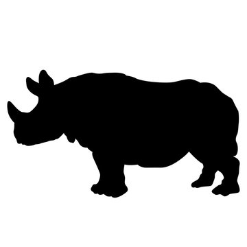 Black rhino silhouette vector illustration isolated
