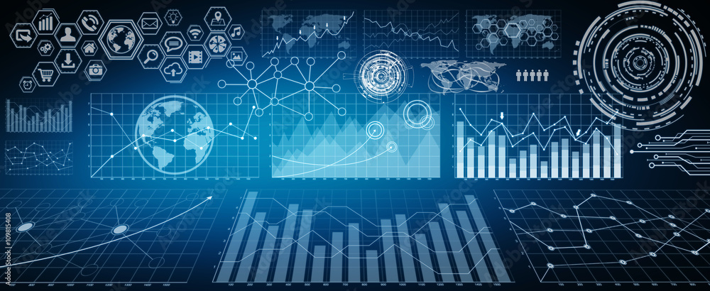 Aufkleber Digital charts and screen interface