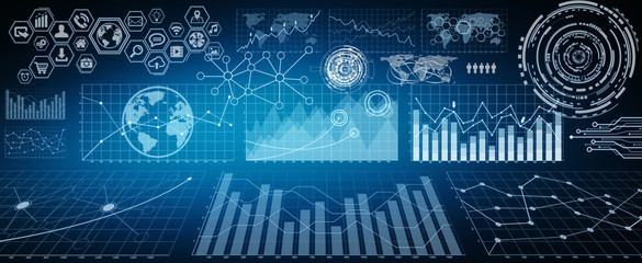 Obraz premium Digital charts and screen interface