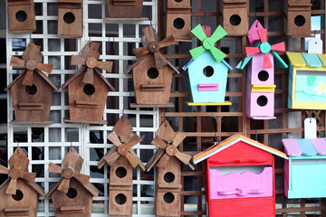 colorful bird house.
