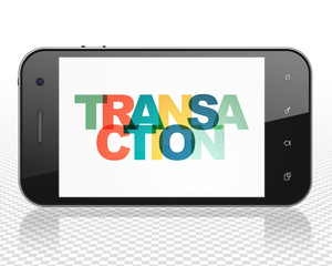 Money concept: Smartphone with Transaction on  display