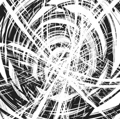 abstract vintage scratched spiral black ink texture and background, grunge splash