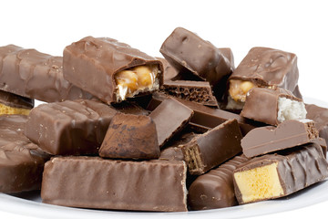 chocolate bars with nuts and caramel