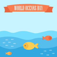 World oceans day flat design vector illustration.

