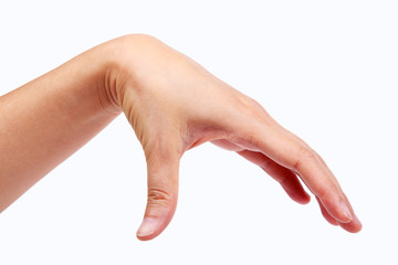 Hand picking object isolated on white background