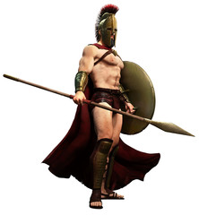 Spartan warrior at ease 3D illustration - obrazy, fototapety, plakaty