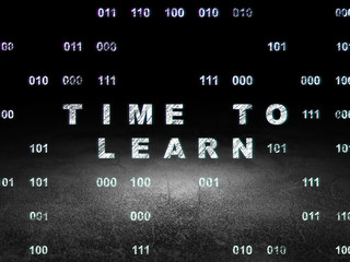 Timeline concept: Time to Learn in grunge dark room