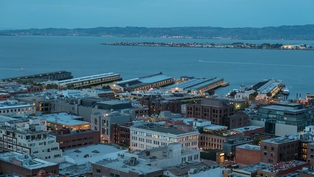 San Francisco bay dusk to night time lapse.