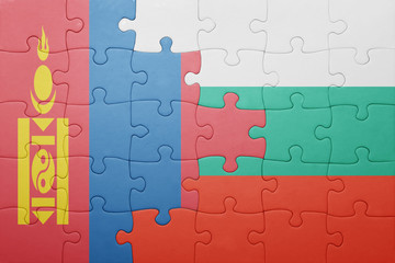 Fototapeta premium puzzle with the national flag of mongolia and bulgaria