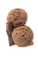 scoops of chocolate ice cream with chunks