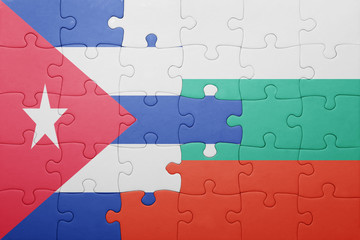 puzzle with the national flag of cuba and bulgaria