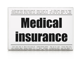 Insurance concept: newspaper headline Medical Insurance