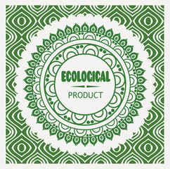 Obraz premium cool vector vintage Pure Nature Green Sign with signature ecological product with seamless abstract background