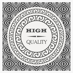 Cool vector vintage label for design and logo with signature High Quality with seamless abstract pattern