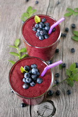 Blueberry smoothie, top view
