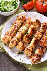 Chicken kebabs, top view