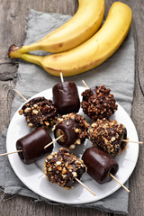 Frozen banana and fresh fruits