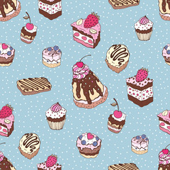 Seamless cupcake pattern
