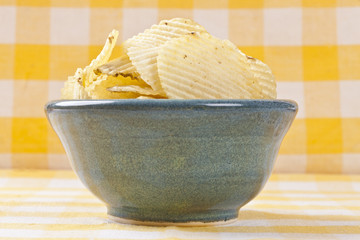 bowl of crispy potato chips
