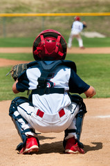 American youth little league catcher